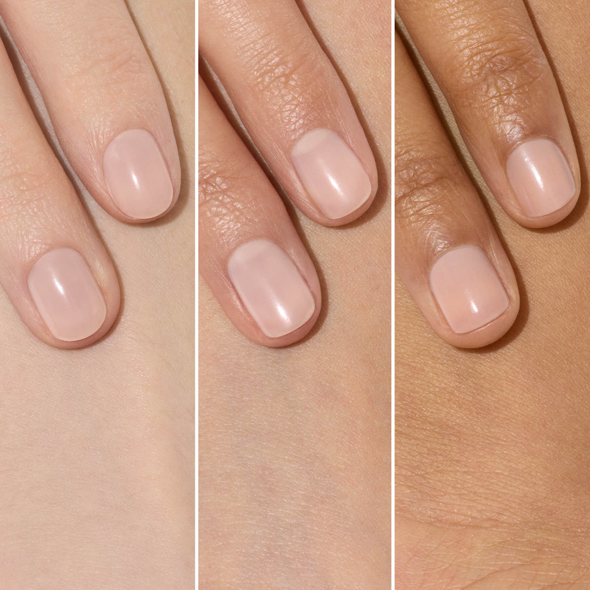 Vernis nude sur trois carnations