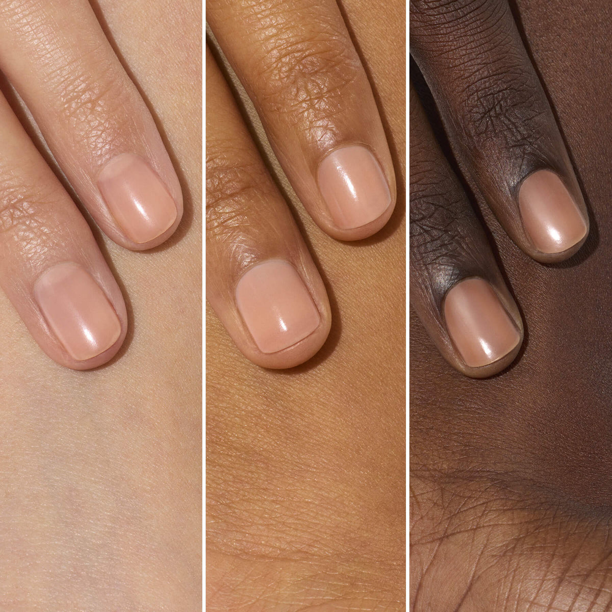 Vernis nude sur trois carnations